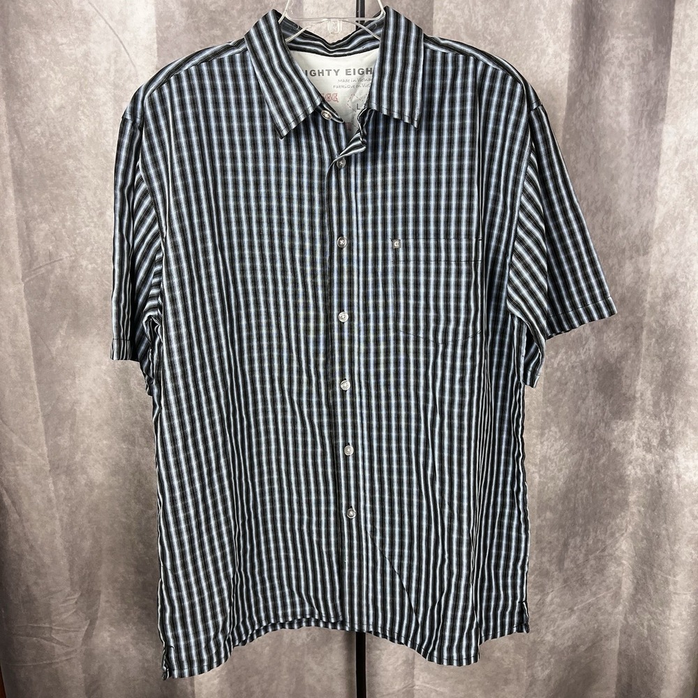 Eighty Eight‎ Men's Large Shirt Striped Button-Up Short Sleeve Casual